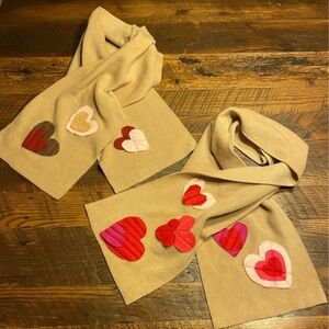2 Cozy, Unique & Cute Handmade Fleece Scarves with Fleece Hearts